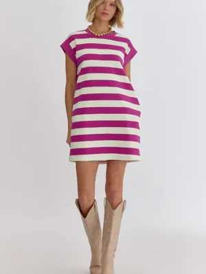 Above Knee Striped Dress