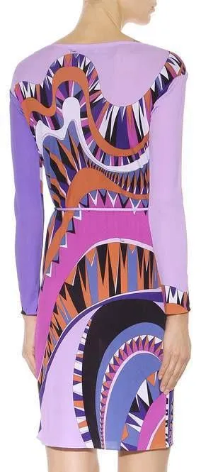 Abstract Psychedelic Print Silk Dress