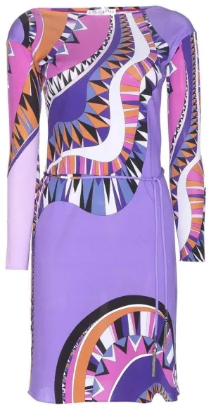 Abstract Psychedelic Print Silk Dress