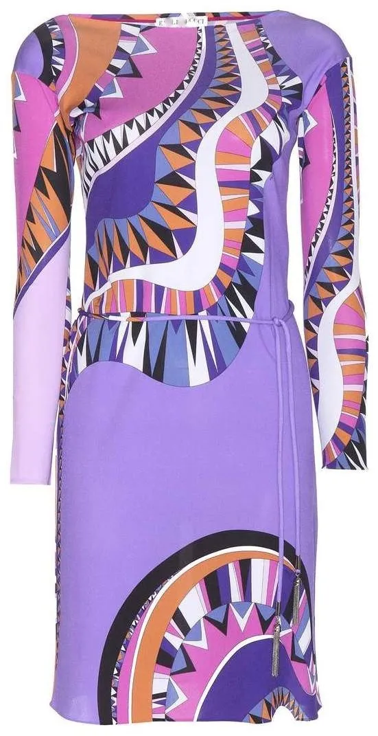 Abstract Psychedelic Print Silk Dress