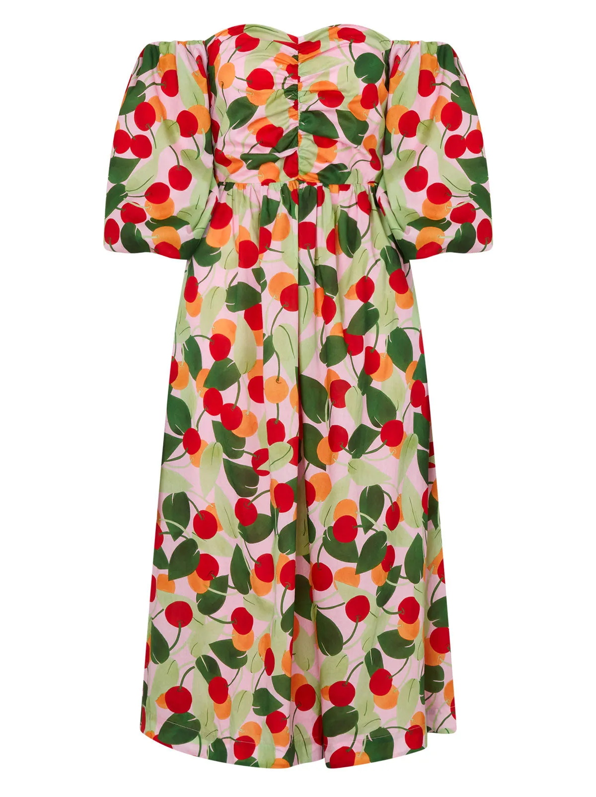 Alexis Multi Cherry Bardot Midi Dress