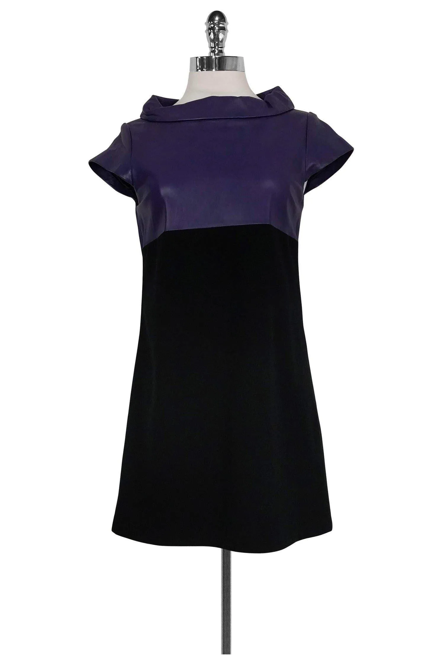 Alice & Olivia - Colorblock Leather & Cotton Shift Sz S