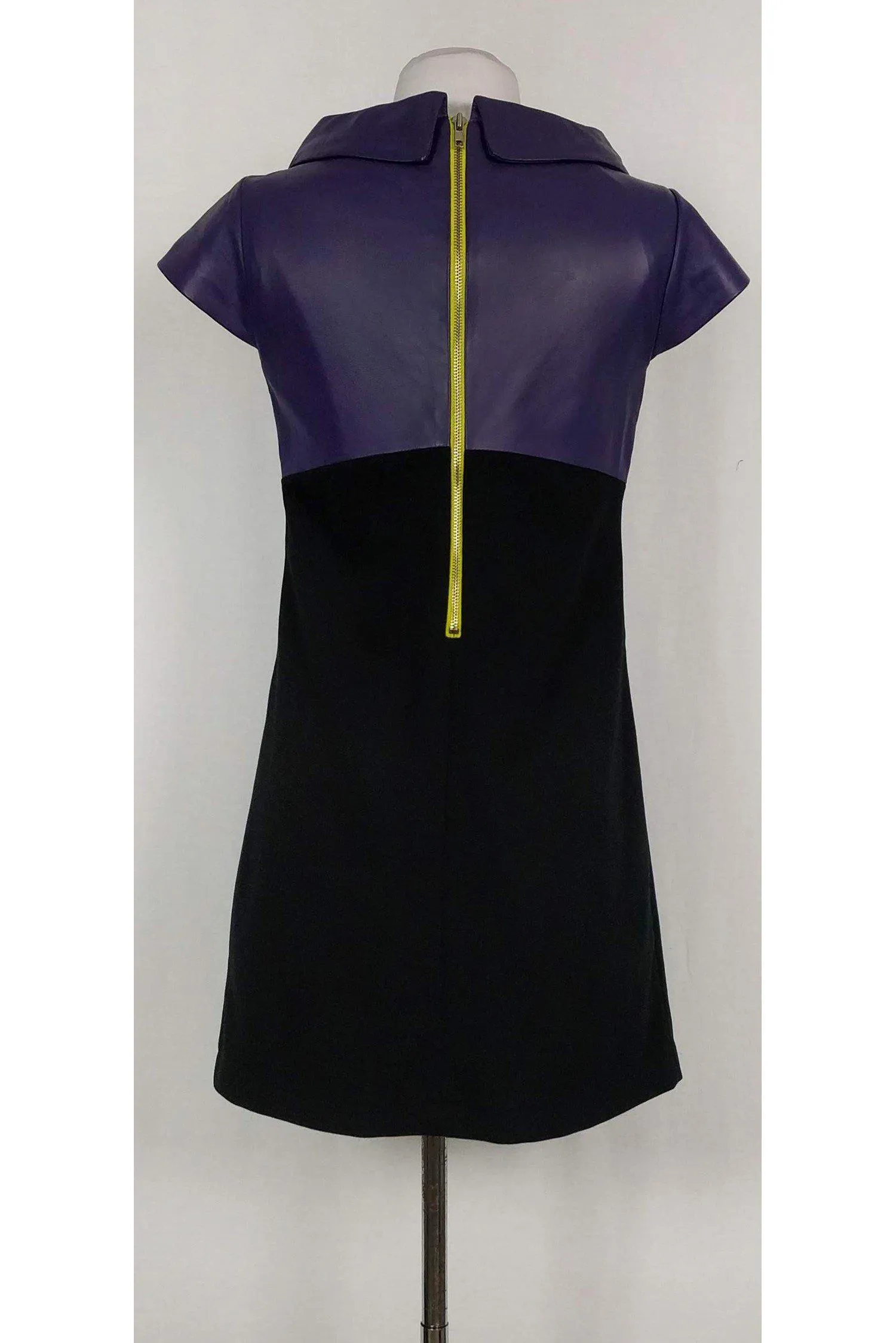 Alice & Olivia - Colorblock Leather & Cotton Shift Sz S