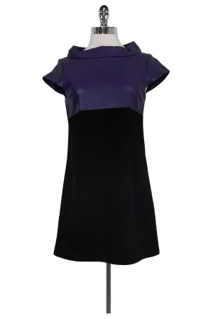 Alice & Olivia - Colorblock Leather & Cotton Shift Sz S