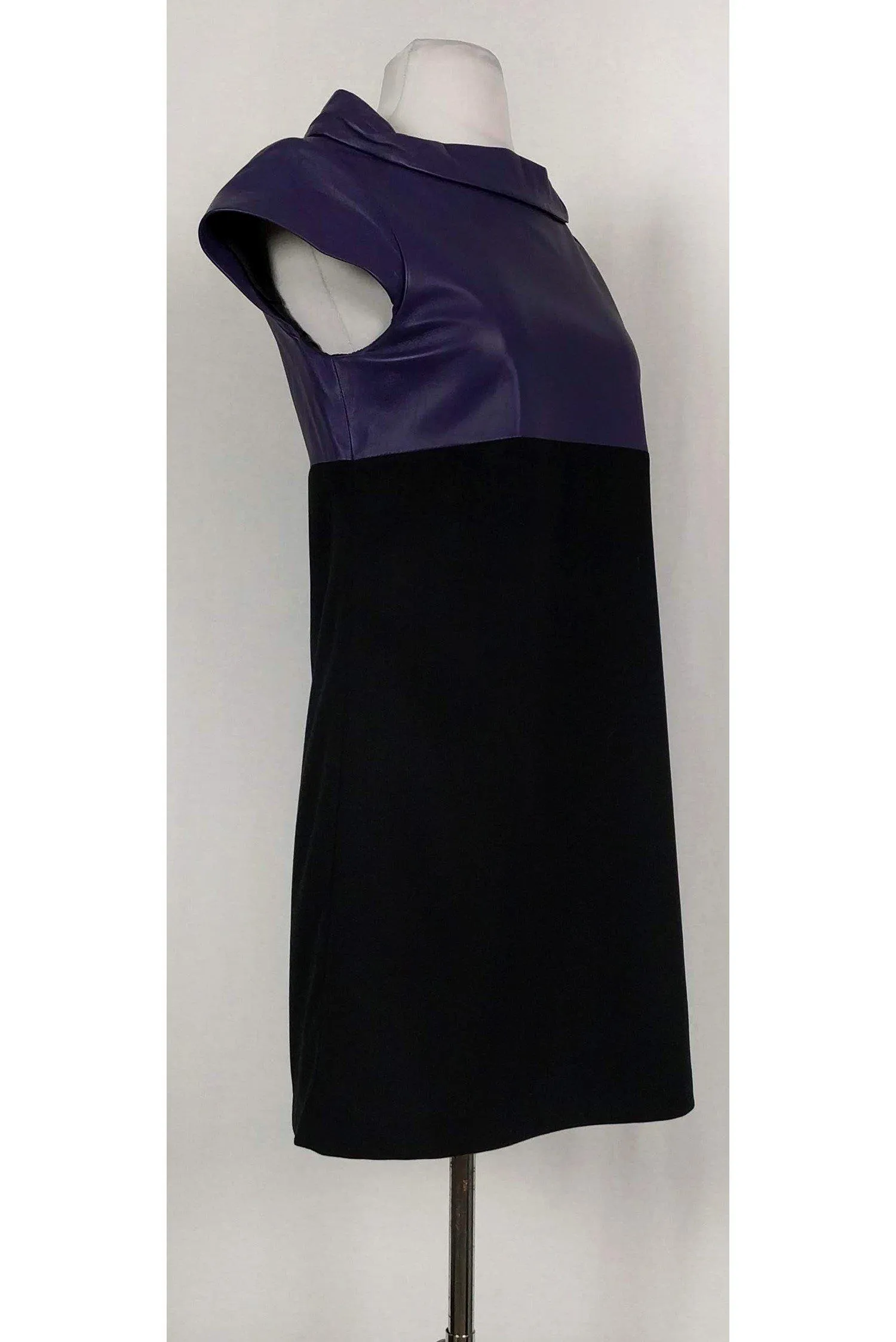 Alice & Olivia - Colorblock Leather & Cotton Shift Sz S