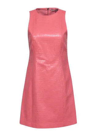 Alice & Olivia - Peach Textured Vegan Leather "Daven" Dress Sz 6