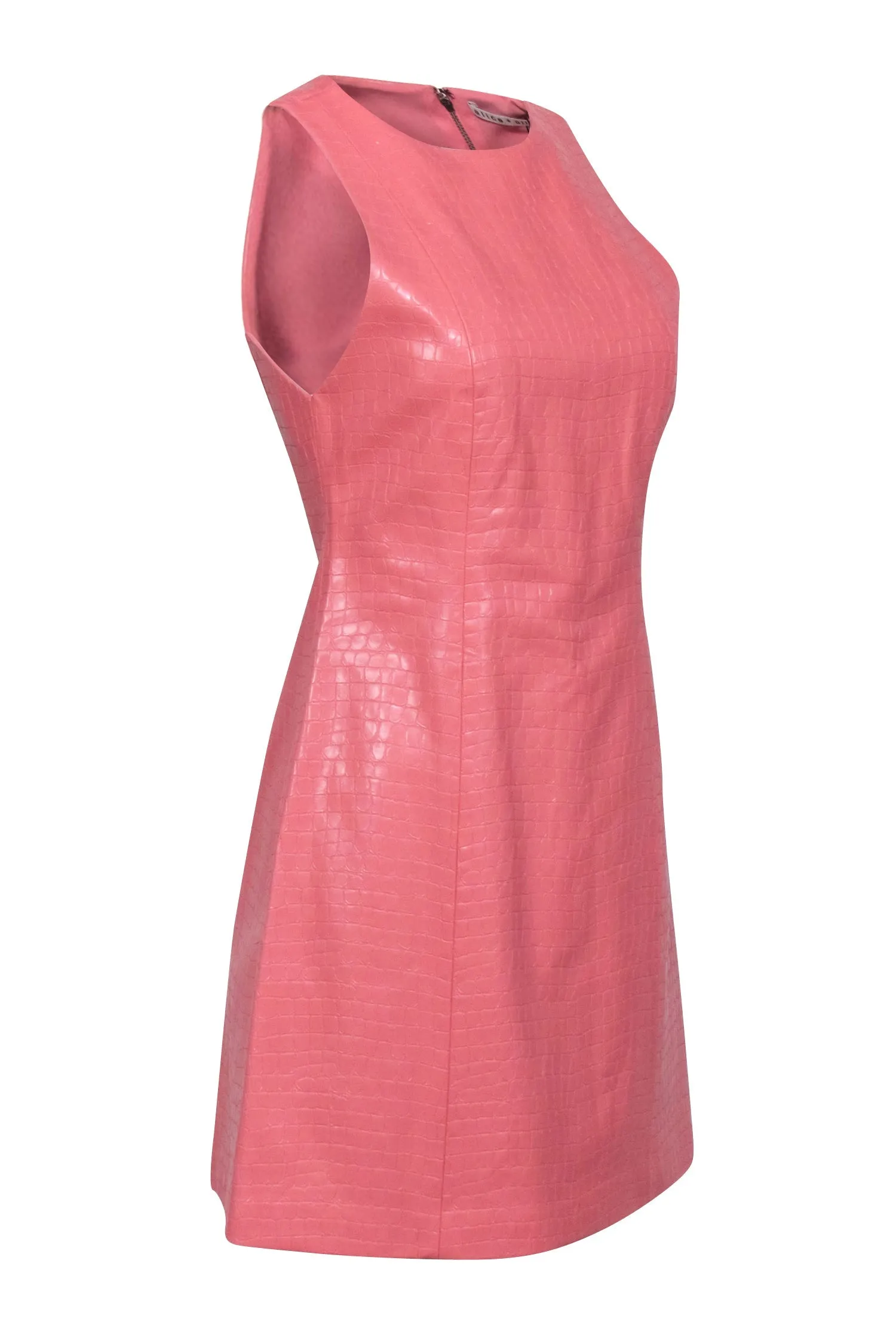 Alice & Olivia - Peach Textured Vegan Leather "Daven" Dress Sz 6