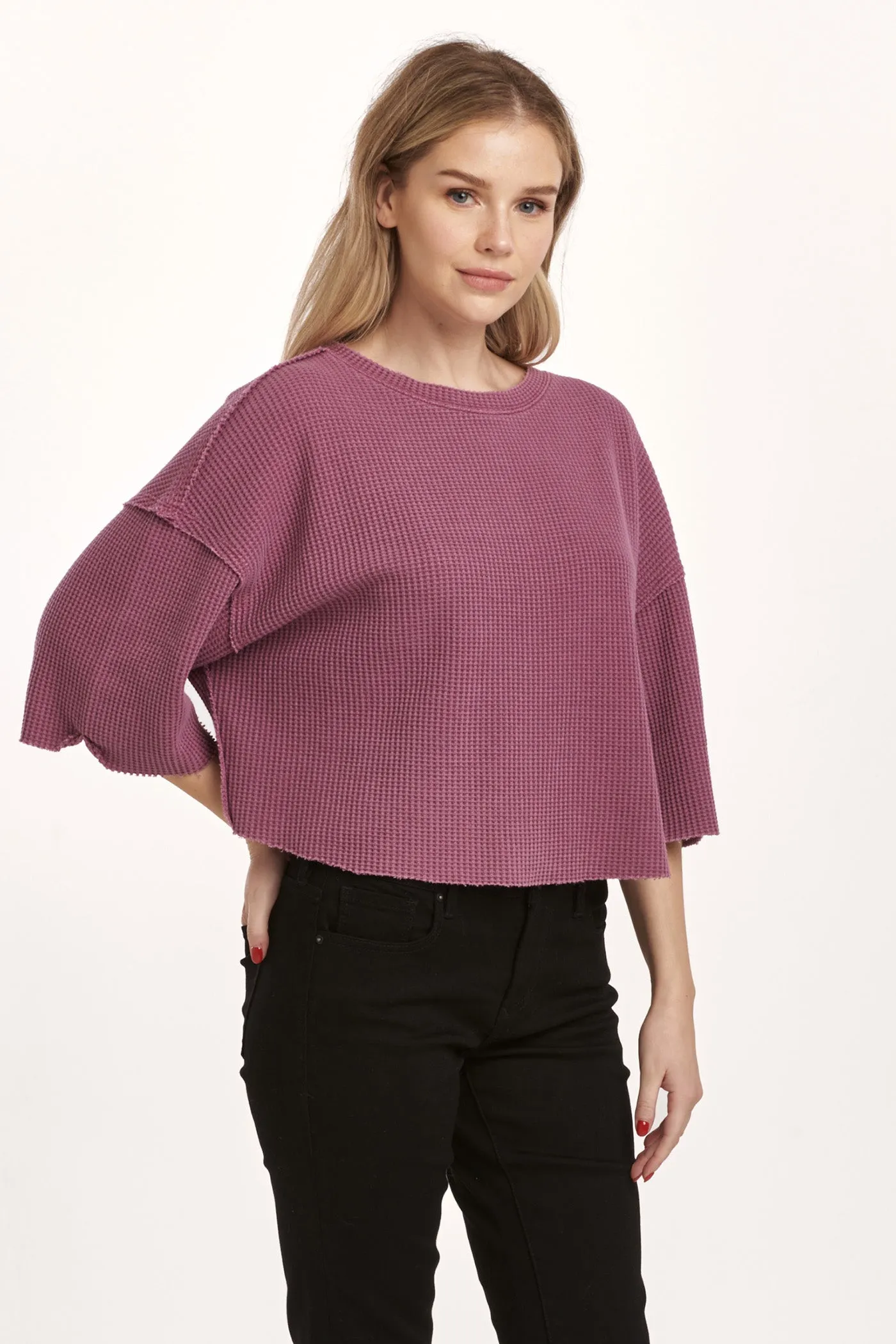 AMIRA THERMAL WIDE SLEEVE TOP PLUM BERRY