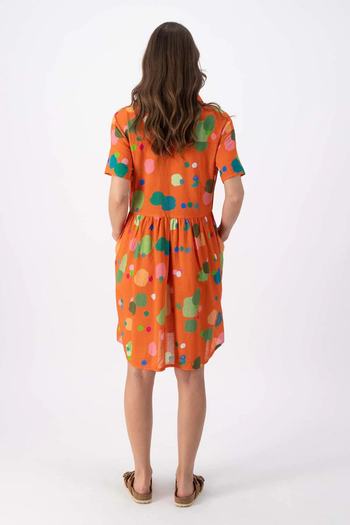 Astra Villa Dress Orange in Seersucker