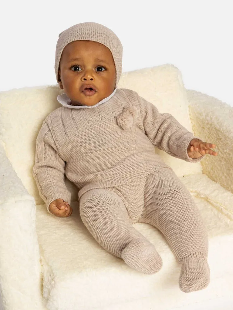Baby Boy Hugo Collection 3-piece Knitted Set-Beige