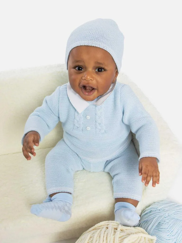 Baby Boy Jose Collection Knitted 3 piece set - Baby Blue