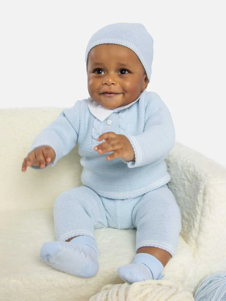 Baby Boy Jose Collection Knitted 3 piece set - Baby Blue