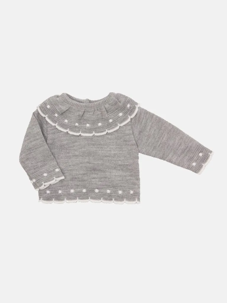 Baby Girl Inues Collection Knitted Set and Bonnet-Grey