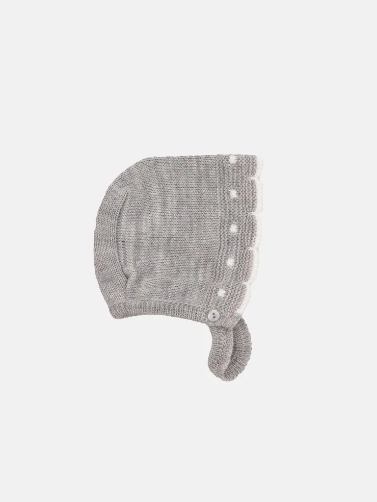 Baby Girl Inues Collection Knitted Set and Bonnet-Grey