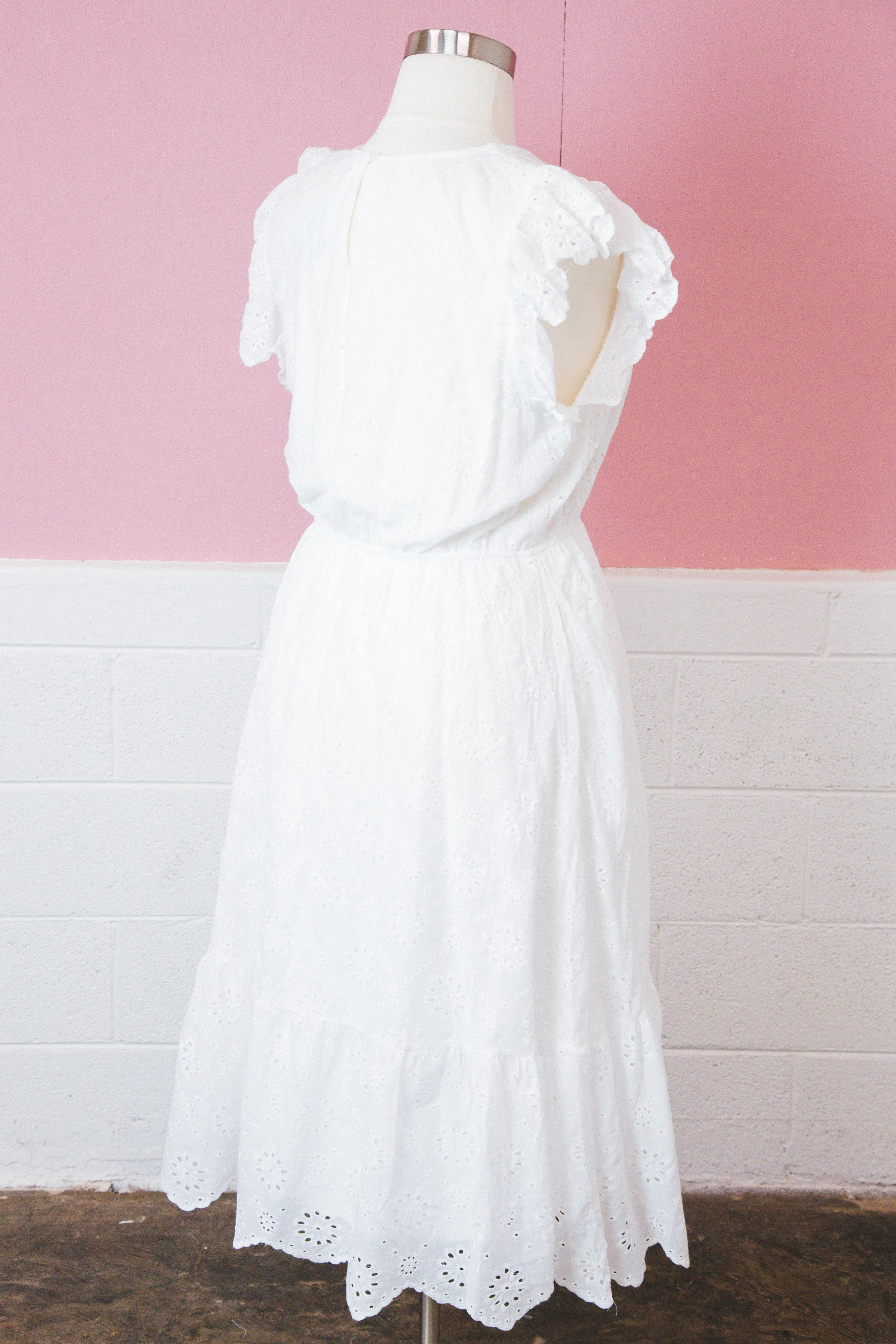 Bailey Floral Eyelet Midi Dress, Off White | Plus Size