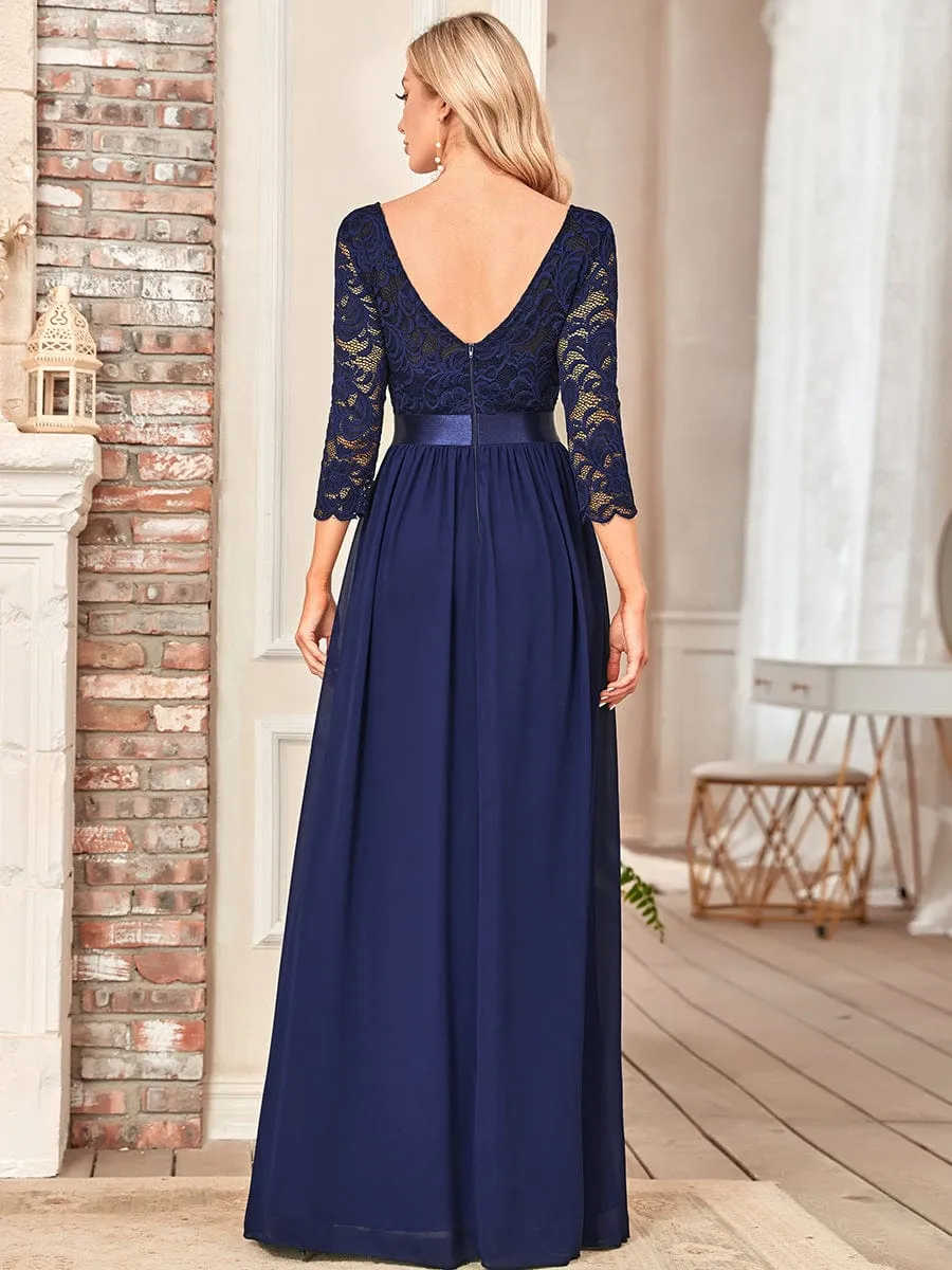 Belted Lace Maxi Dress