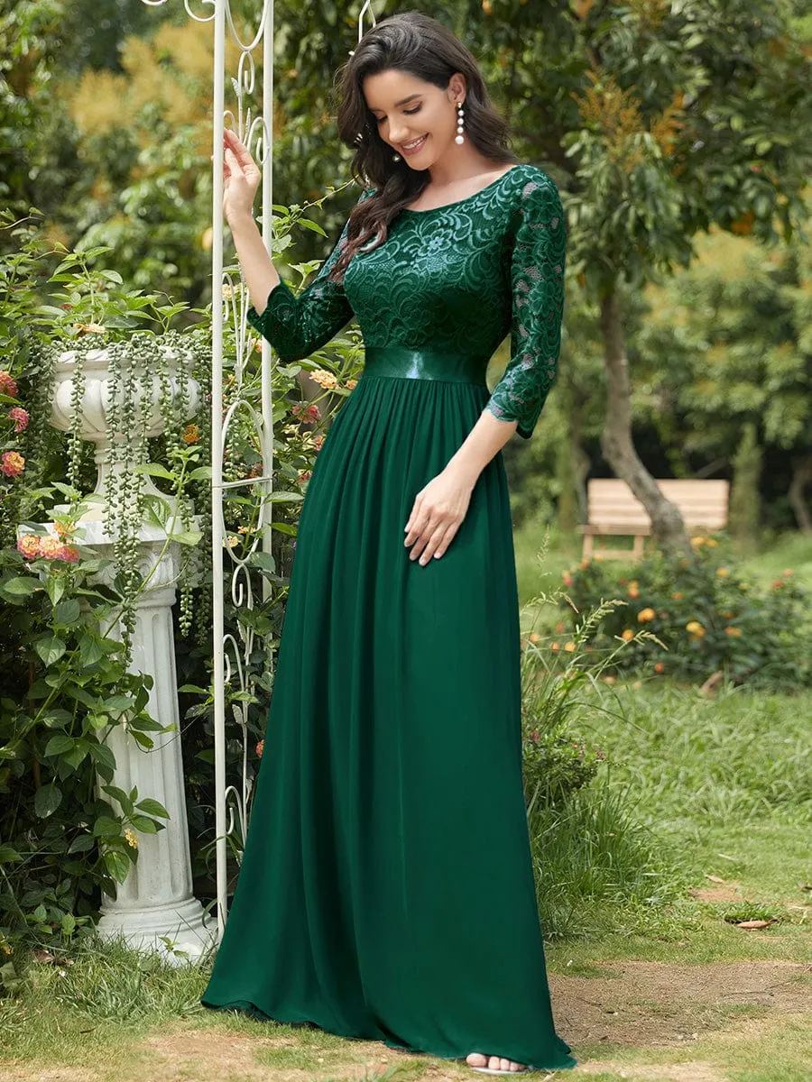 Belted Lace Maxi Dress