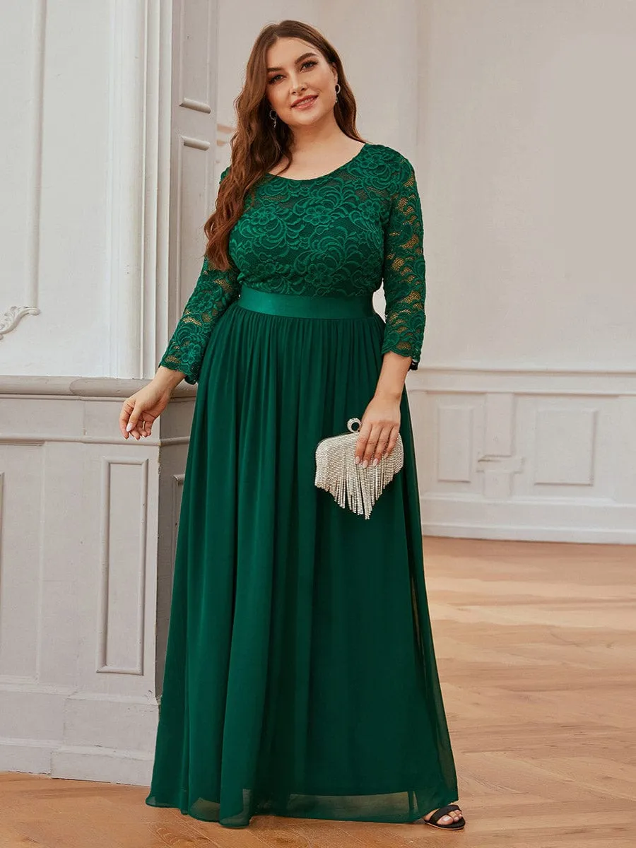 Belted Lace Maxi Dress