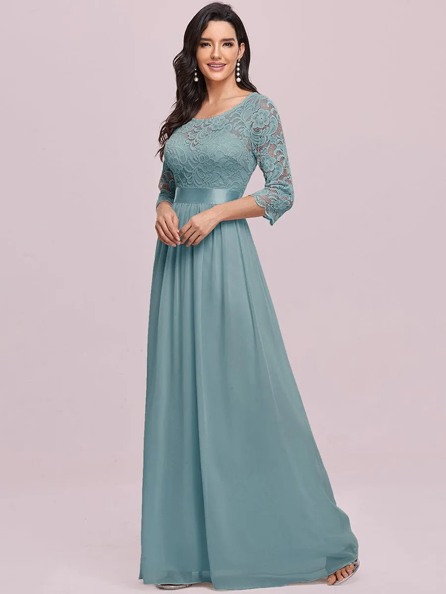 Belted Lace Maxi Dress