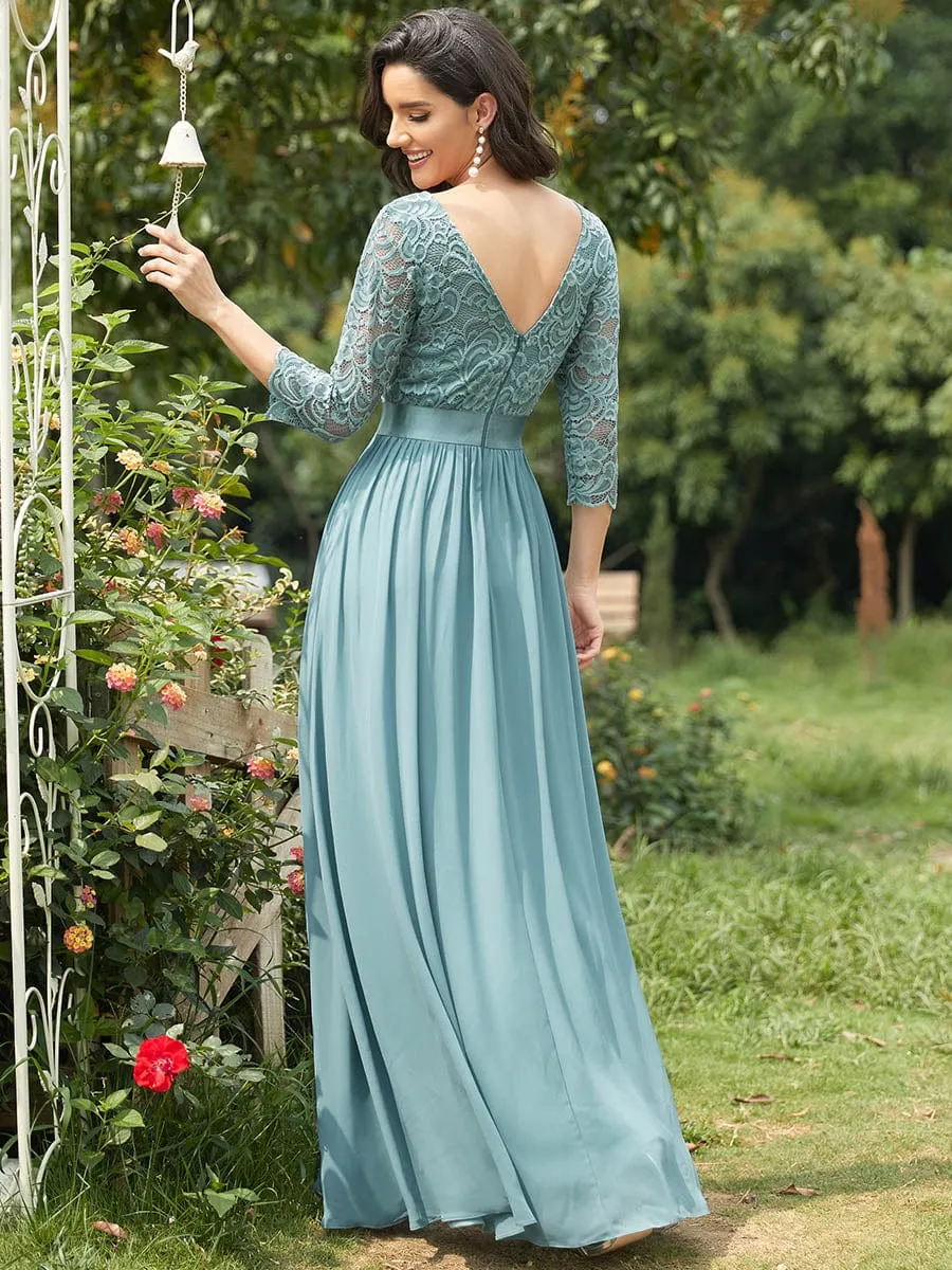 Belted Lace Maxi Dress