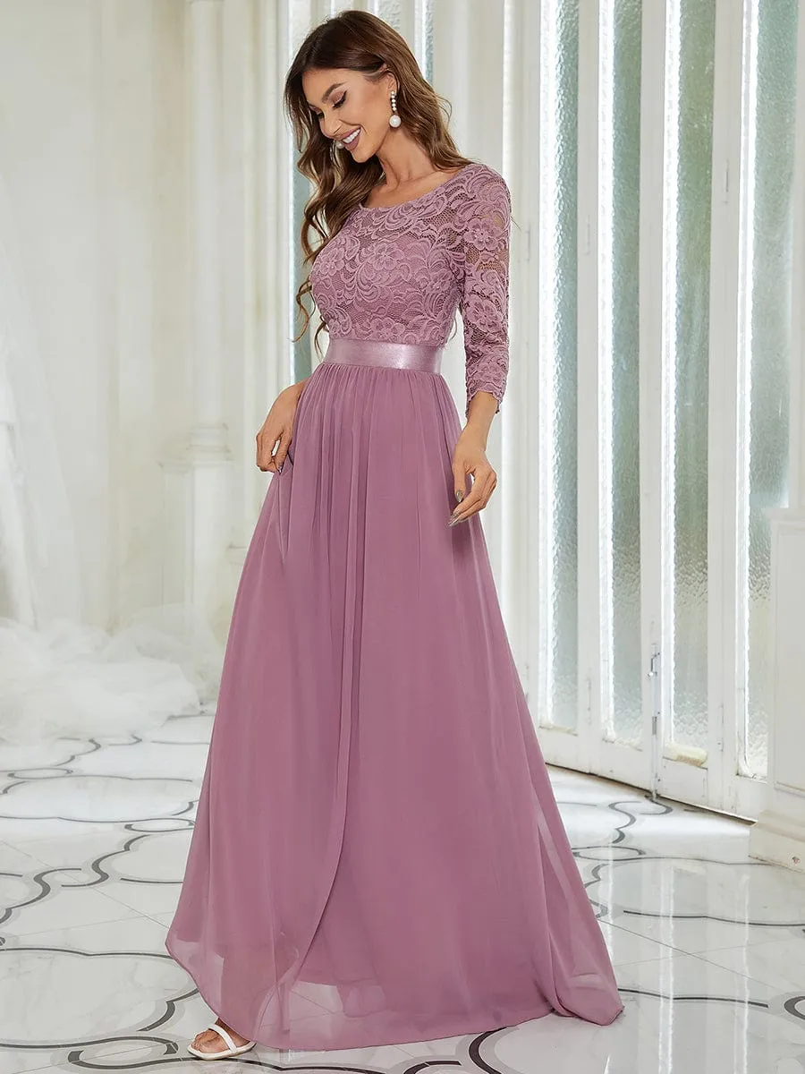 Belted Lace Maxi Dress