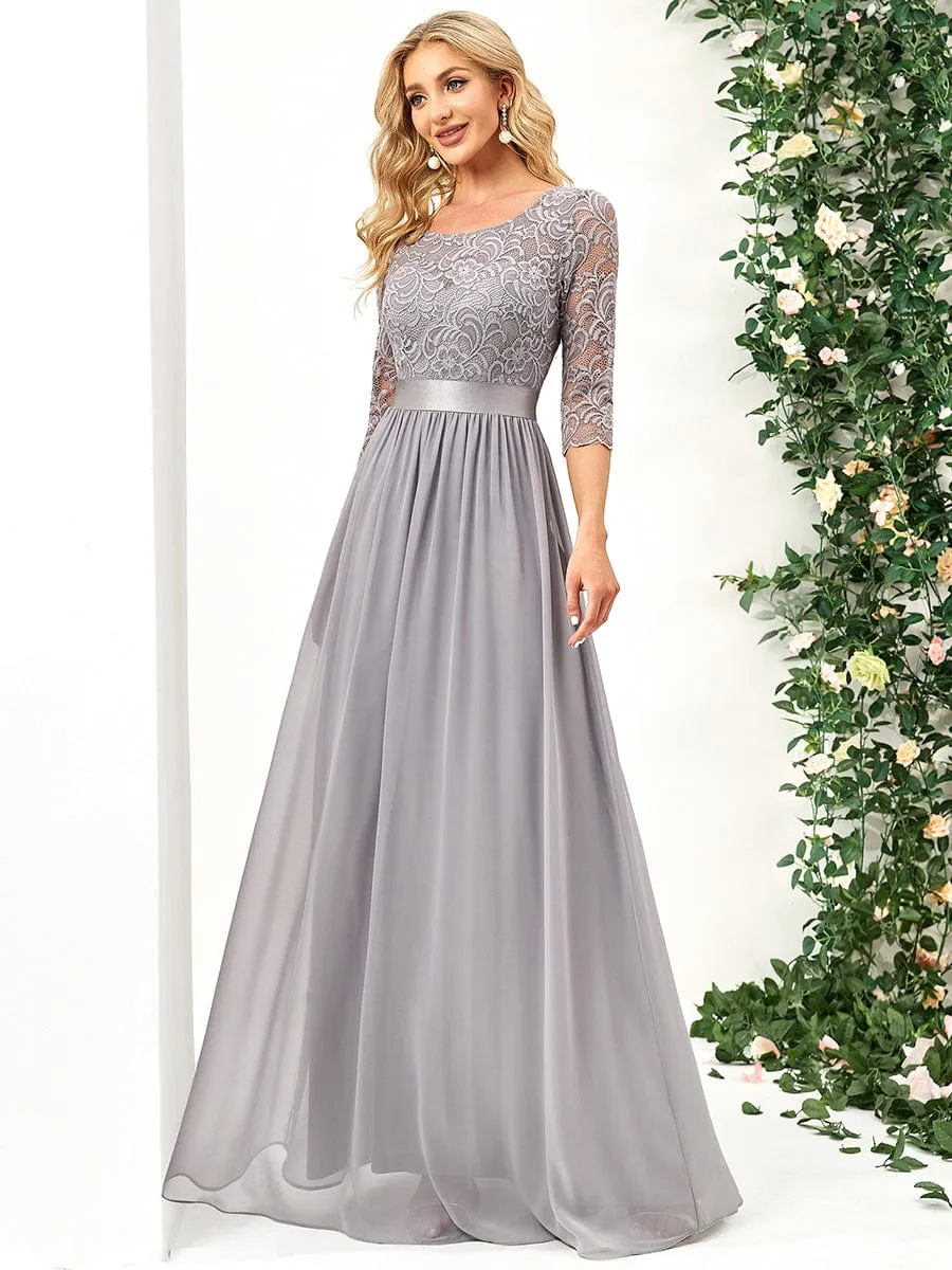 Belted Lace Maxi Dress