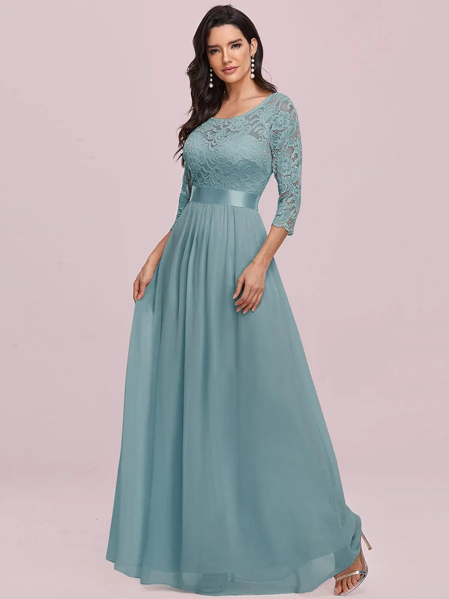 Belted Lace Maxi Dress