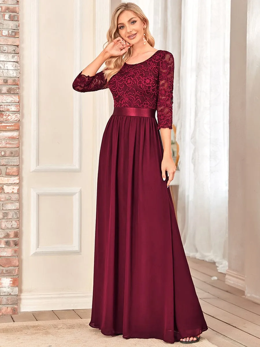 Belted Lace Maxi Dress