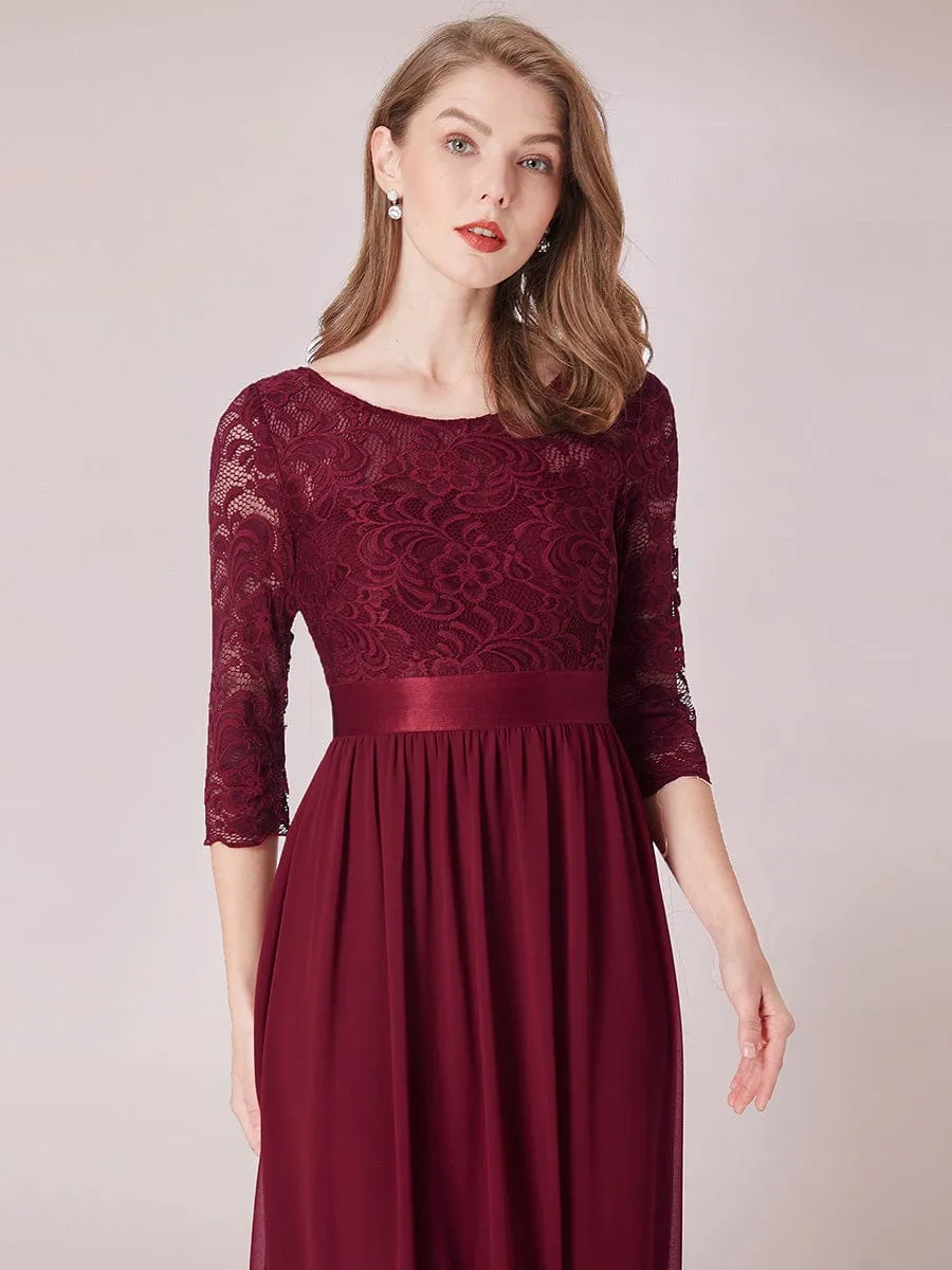 Belted Lace Maxi Dress