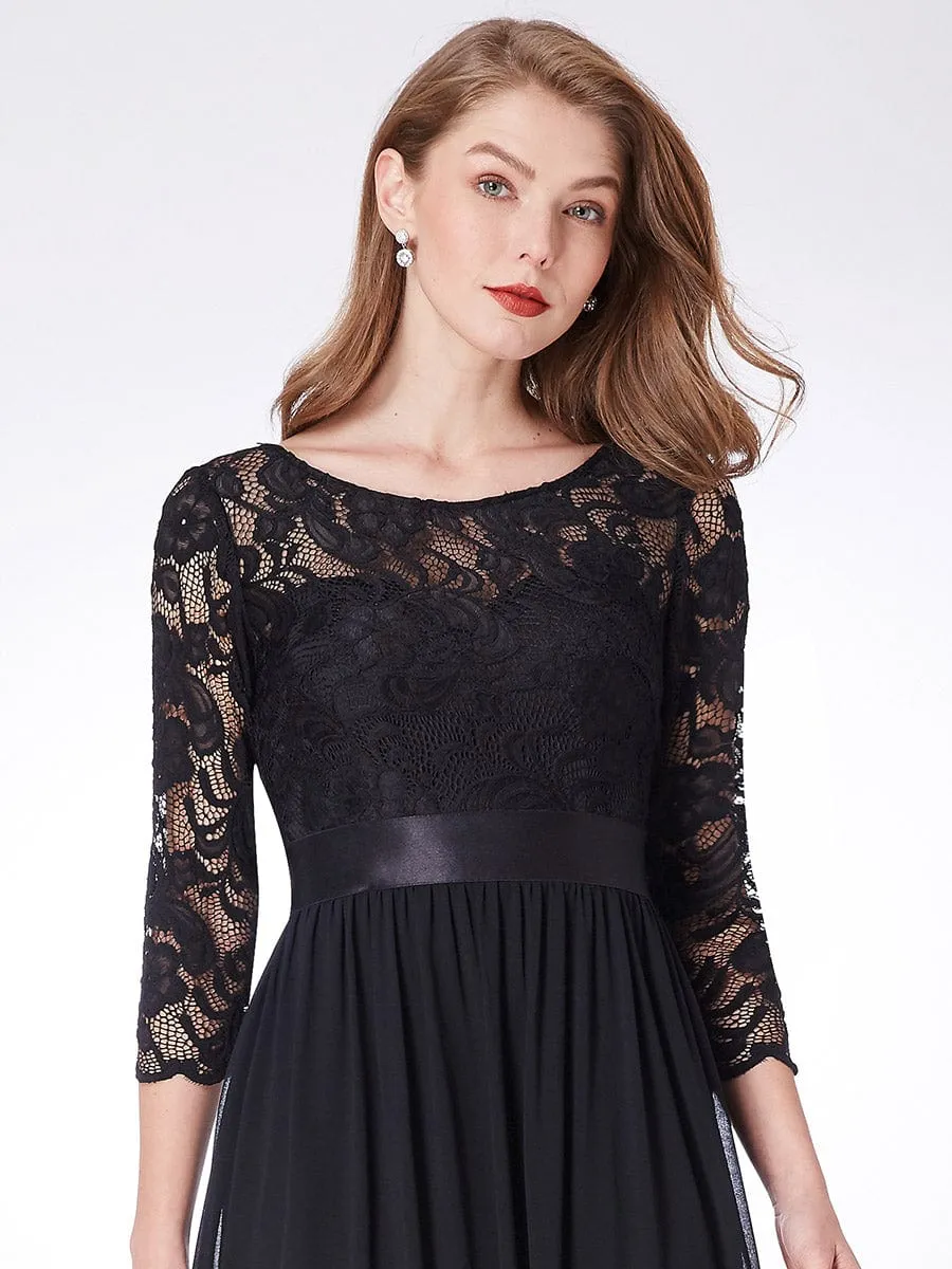 Belted Lace Maxi Dress
