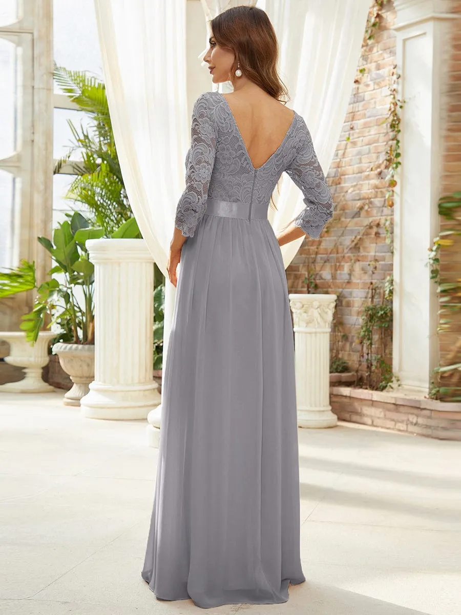 Belted Lace Maxi Dress