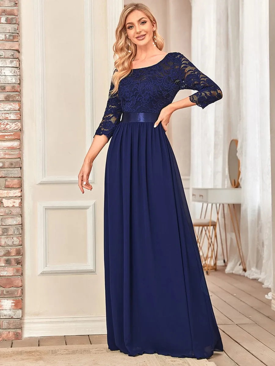 Belted Lace Maxi Dress