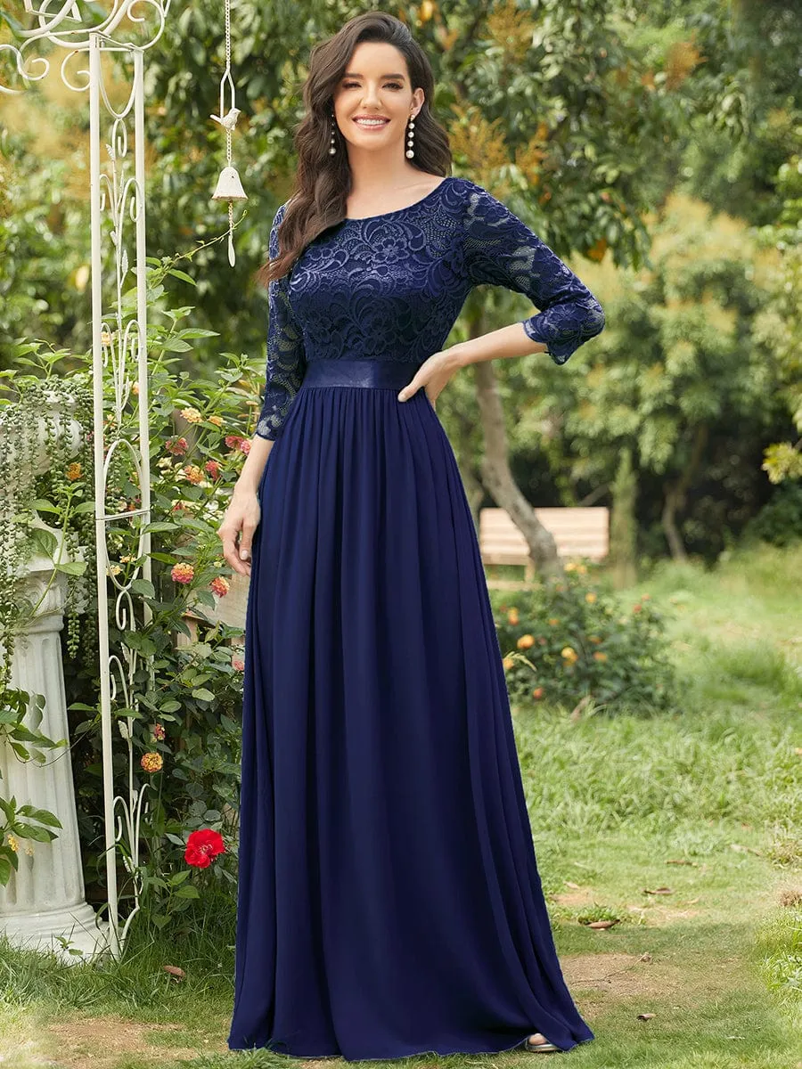 Belted Lace Maxi Dress