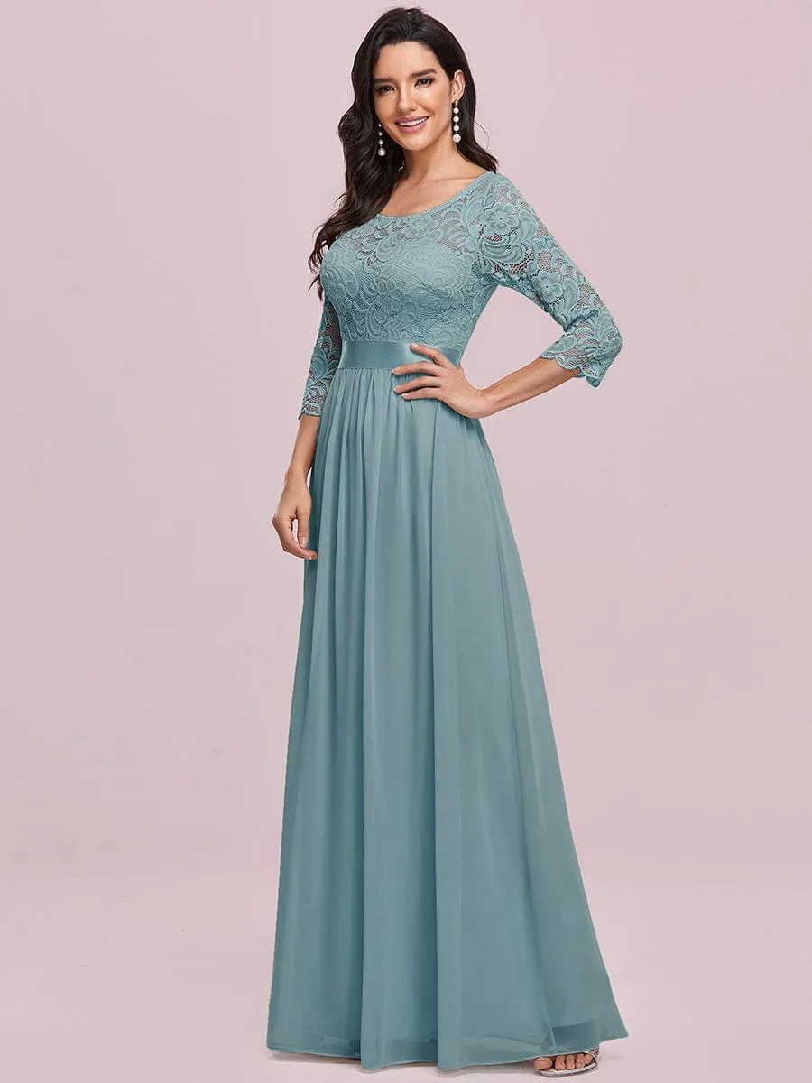 Belted Lace Maxi Dress