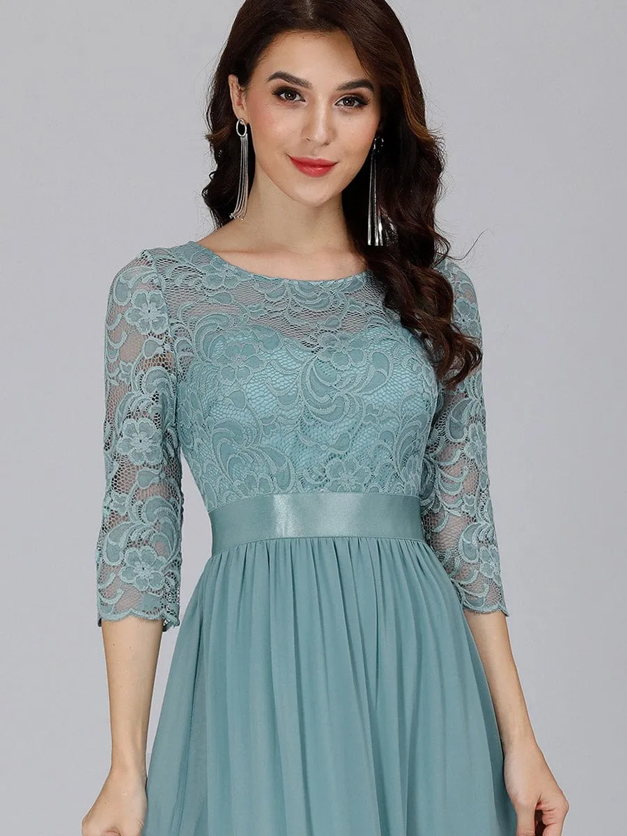 Belted Lace Maxi Dress