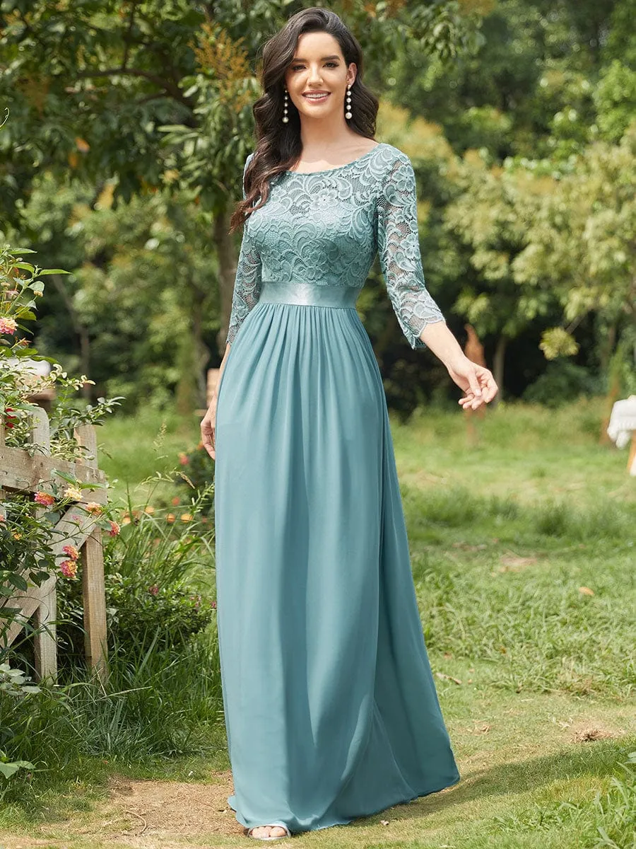Belted Lace Maxi Dress