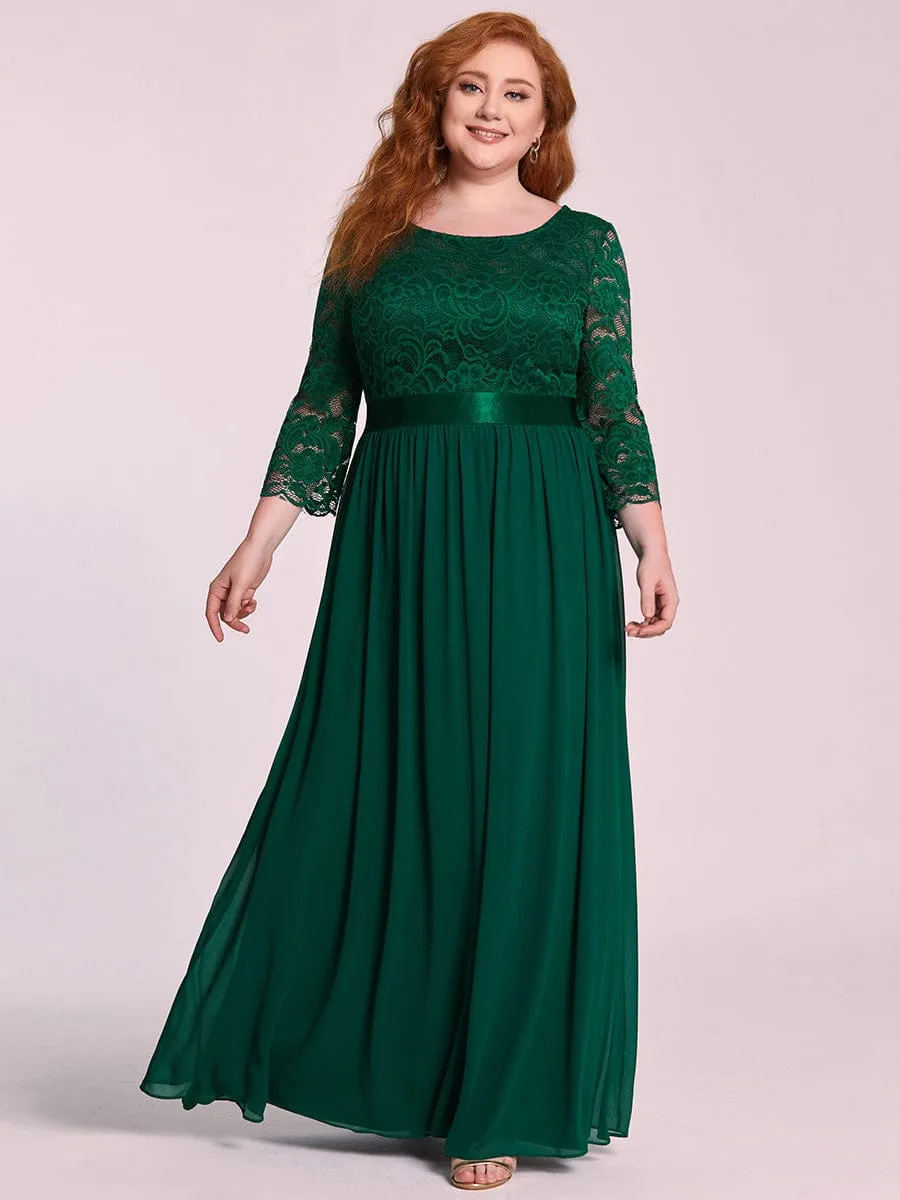 Belted Lace Maxi Dress
