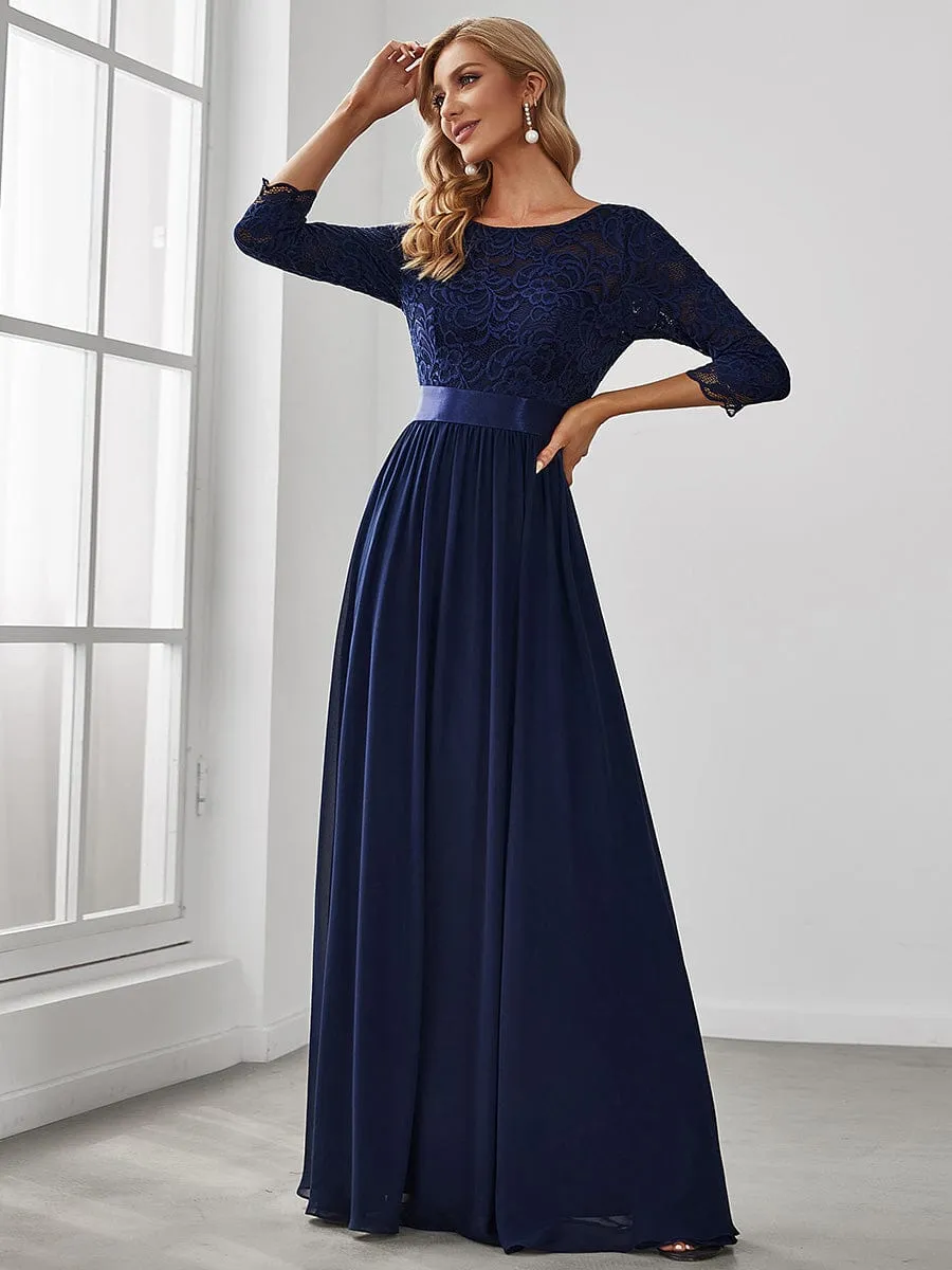 Belted Lace Maxi Dress