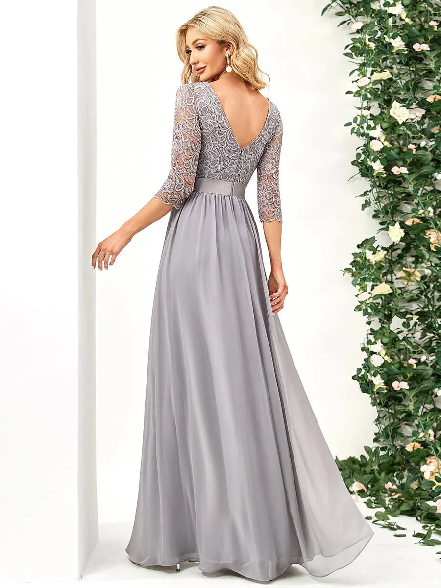 Belted Lace Maxi Dress