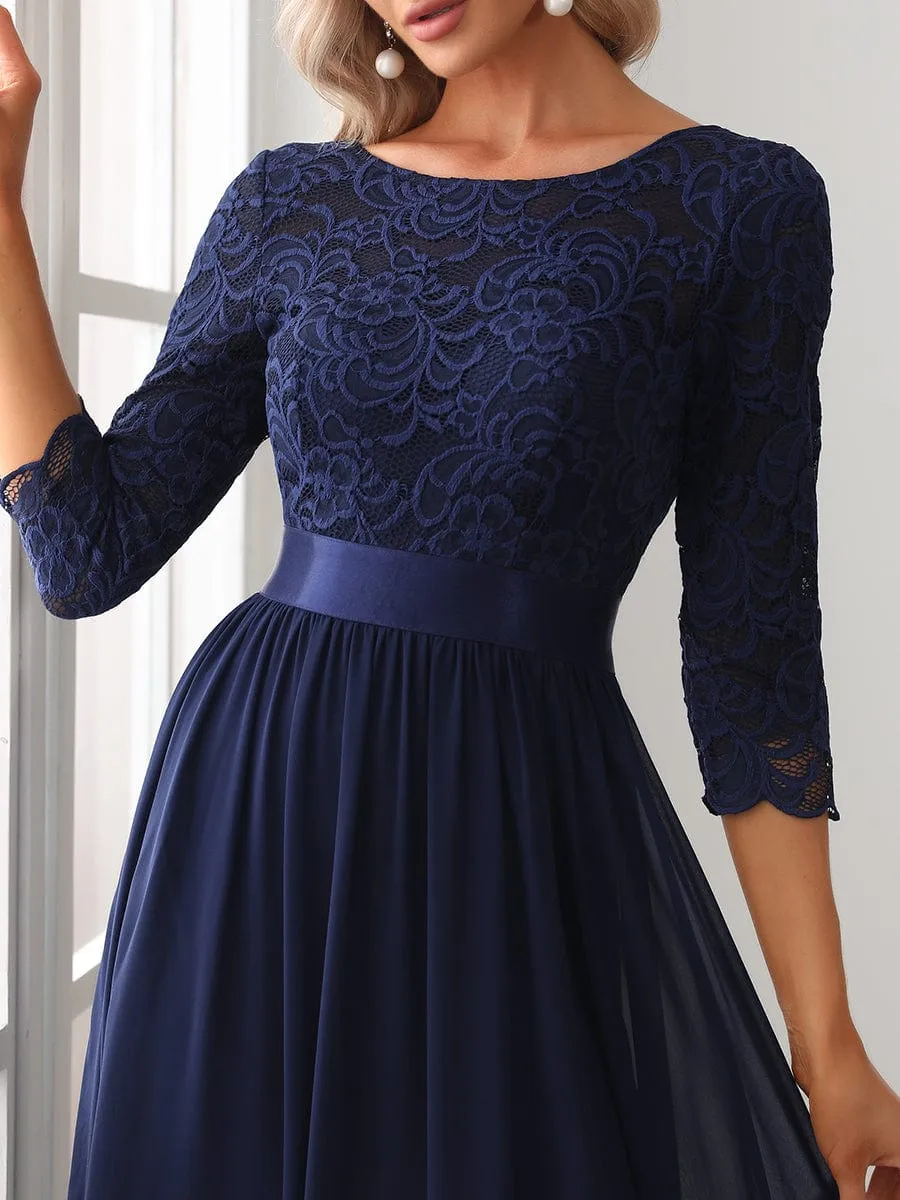 Belted Lace Maxi Dress