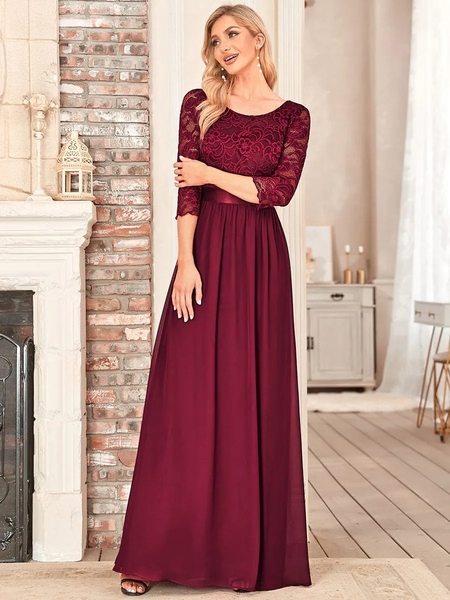 Belted Lace Maxi Dress