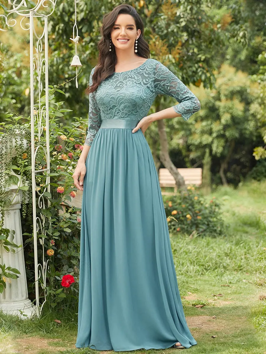 Belted Lace Maxi Dress