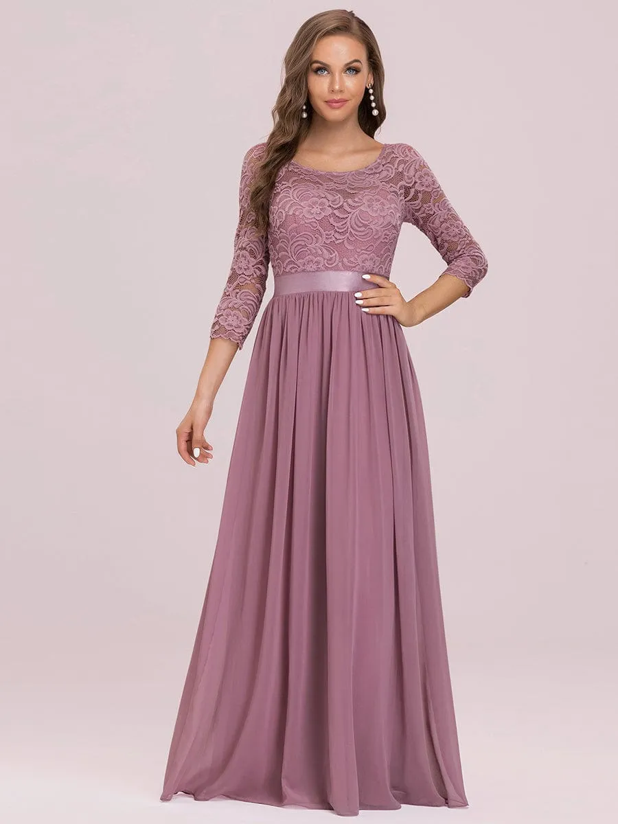 Belted Lace Maxi Dress