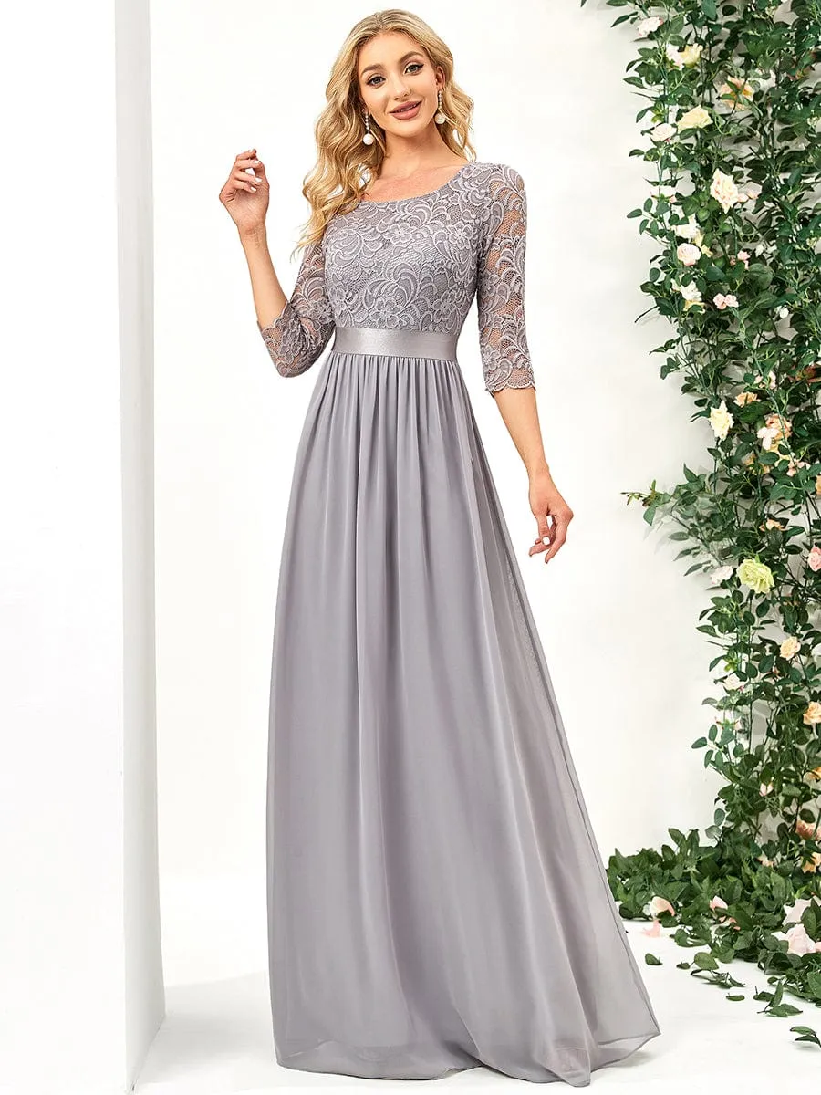 Belted Lace Maxi Dress