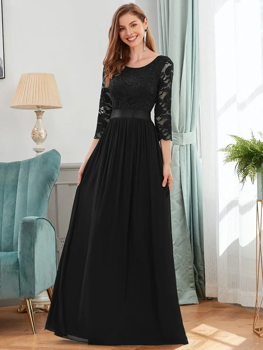 Belted Lace Maxi Dress