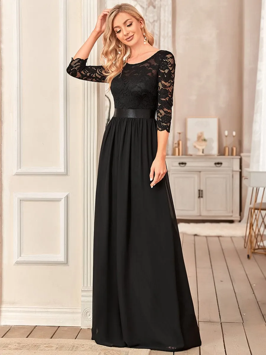 Belted Lace Maxi Dress