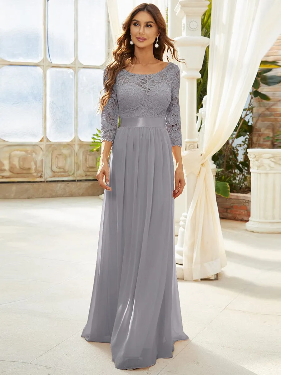 Belted Lace Maxi Dress