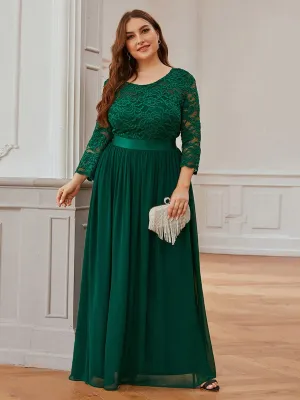 Belted Lace Maxi Dress