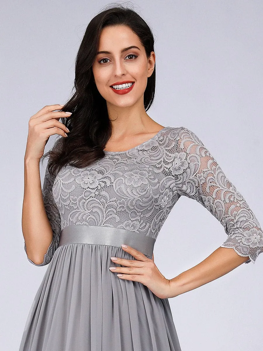 Belted Lace Maxi Dress