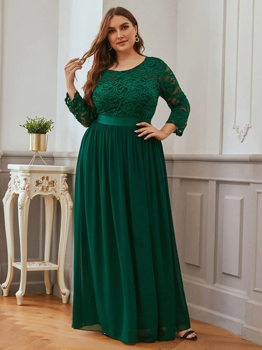 Belted Lace Maxi Dress